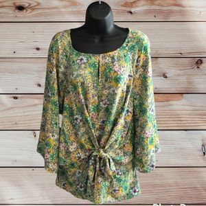 Kori American Floral Tunic with Tie Waist Medium